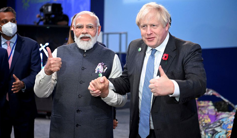 Boris Johnson with Narendra Modi